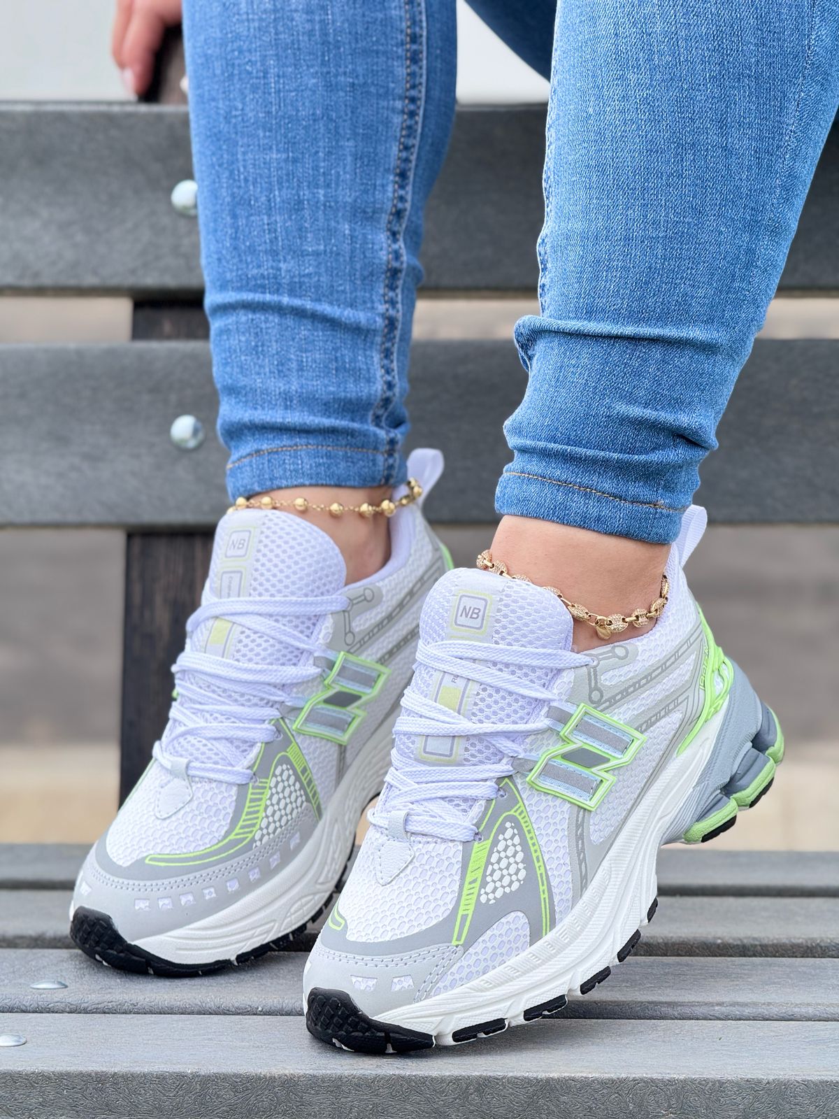 New Balance Running Blanco x Verde