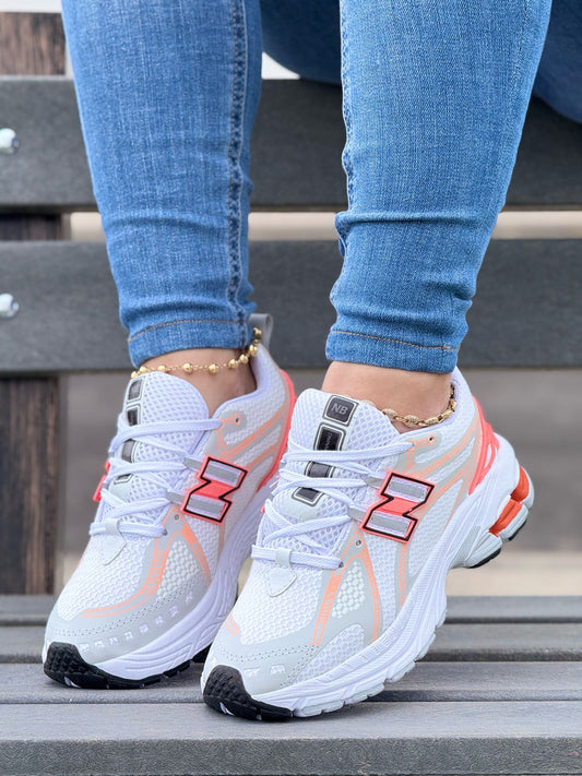 New Balance Running Blanco x Naranja